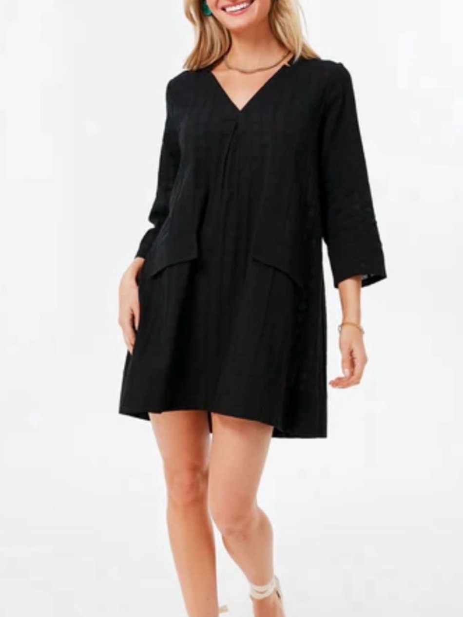 Pomander Place Black Mini Dress V-Neck 3/4 Sleeves, Size Xxxl, 3xl